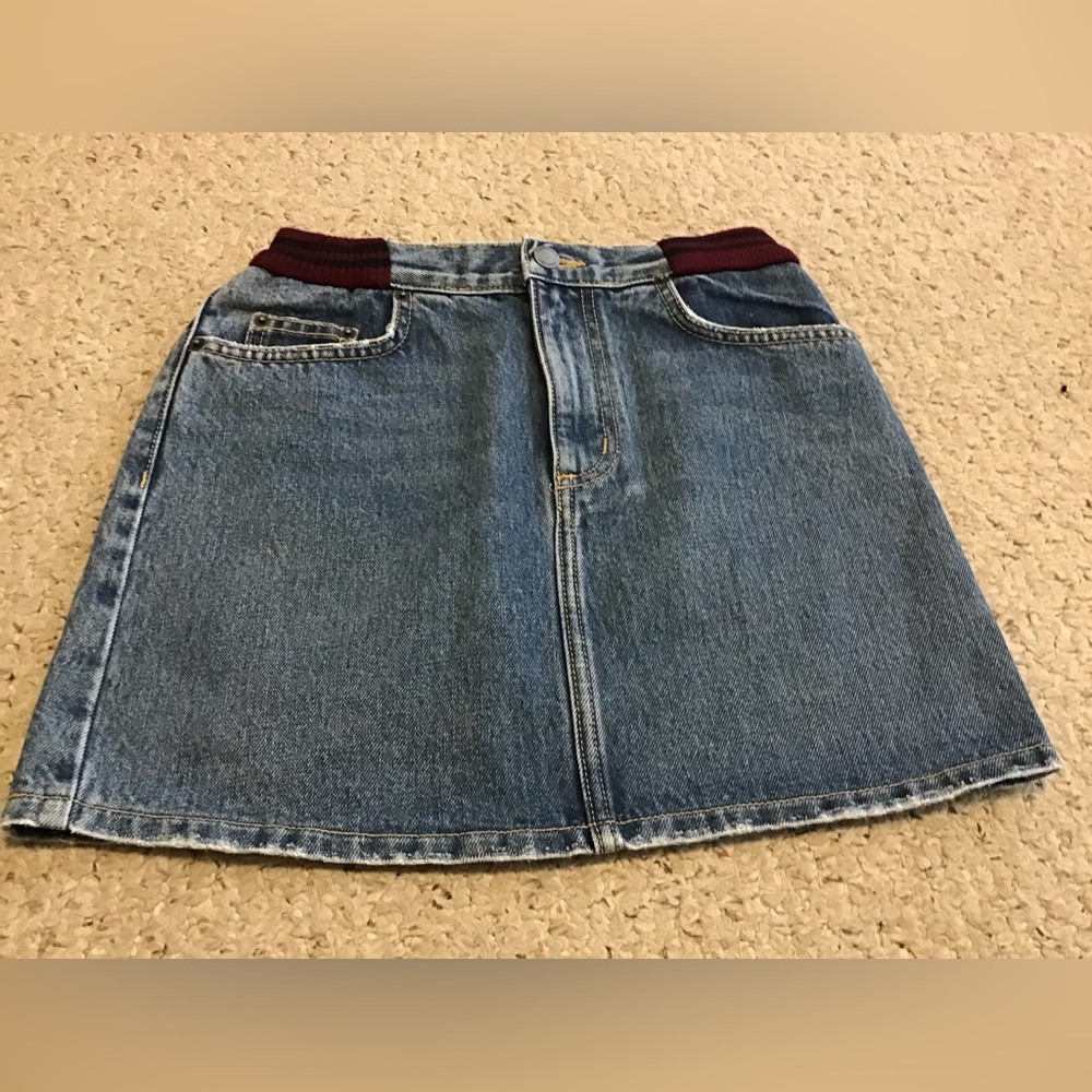 CARMAR JEAN MINI SKIRT KNIT WAIST SZ 26 EUC DENIM LOS ANGELES